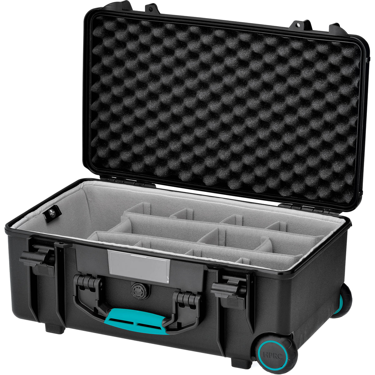 Estuche Rígido HPRC 2550 con ruedas con Second Skin inserto & divisores (Negro con Azul Handle) - vista principal