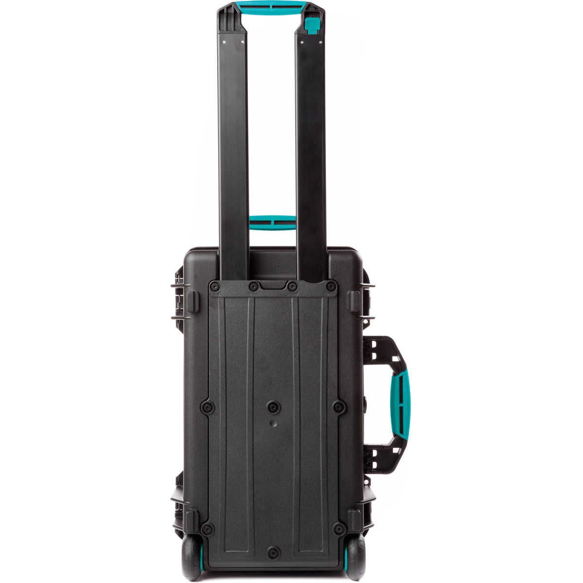 Estuche Rígido HPRC 2550 con ruedas con Second Skin inserto & divisores (Negro con Azul Handle) - vista trasera