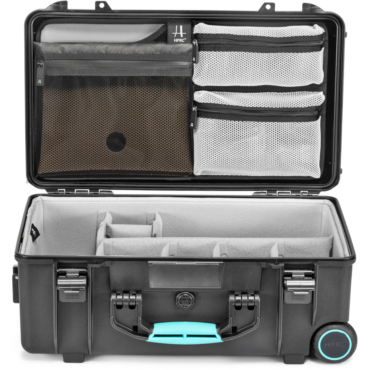 Estuche Rígido HPRC 2550 con ruedas con Second Skin & organizador en la tapa - vista trasera