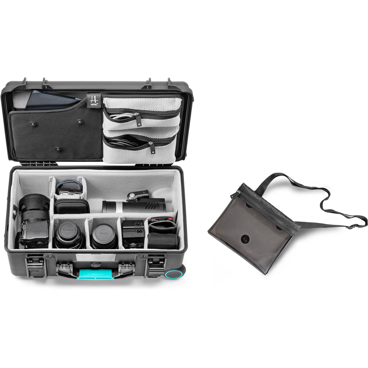 Estuche Rígido HPRC 2550 con ruedas con Second Skin & organizador en la tapa - vista lateral