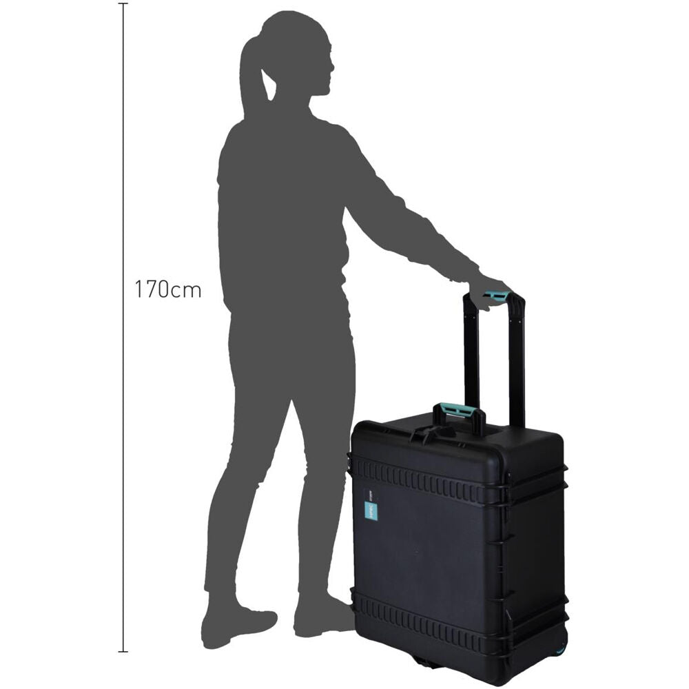 Estuche Rígido HPRC 2730 con ruedas (Negro con Azul Handle) (divisores acolchados) - puertos y conexiones