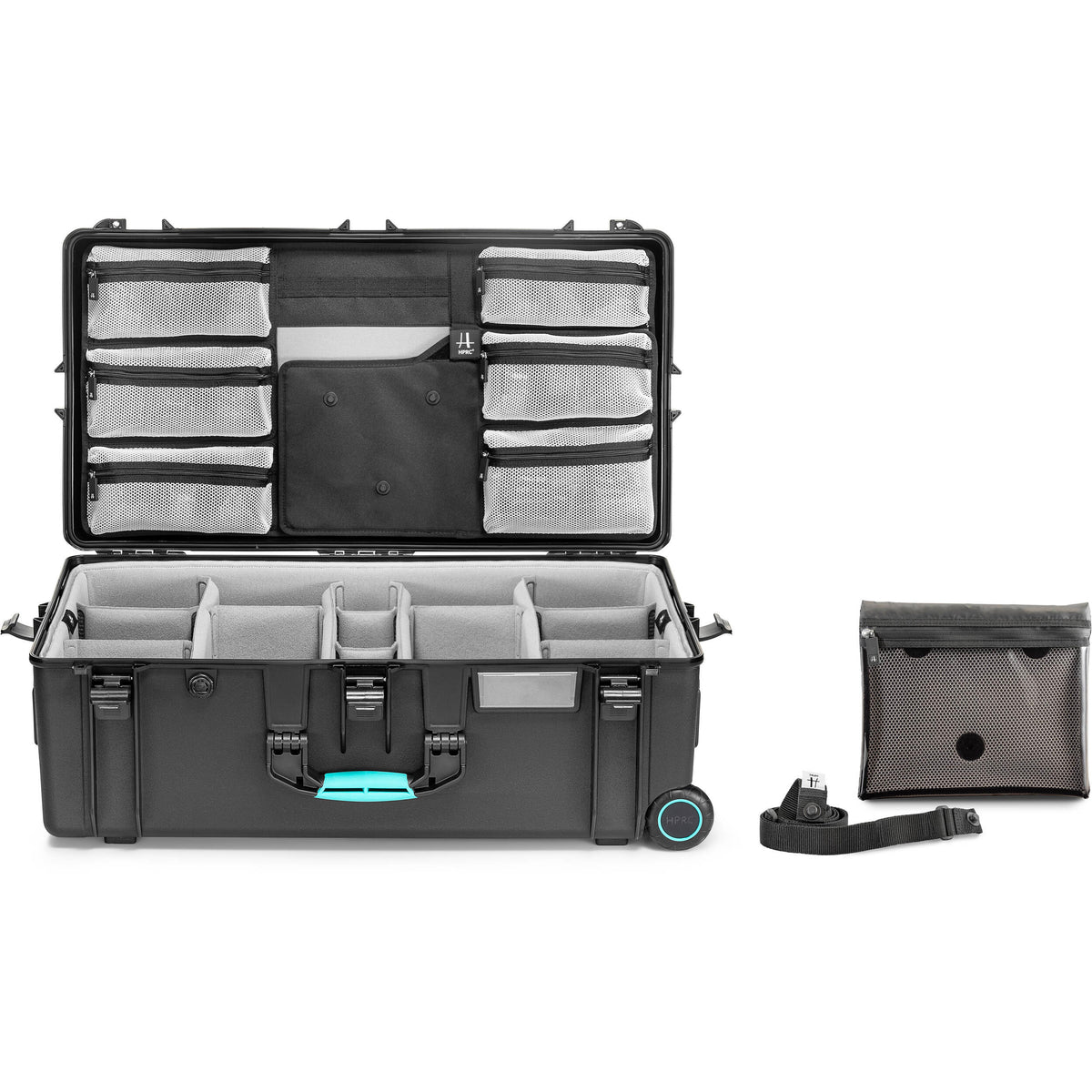 Estuche Rígido HPRC 2745 con ruedas con Second Skin & organizador en la tapa (Negro) - vista frontal