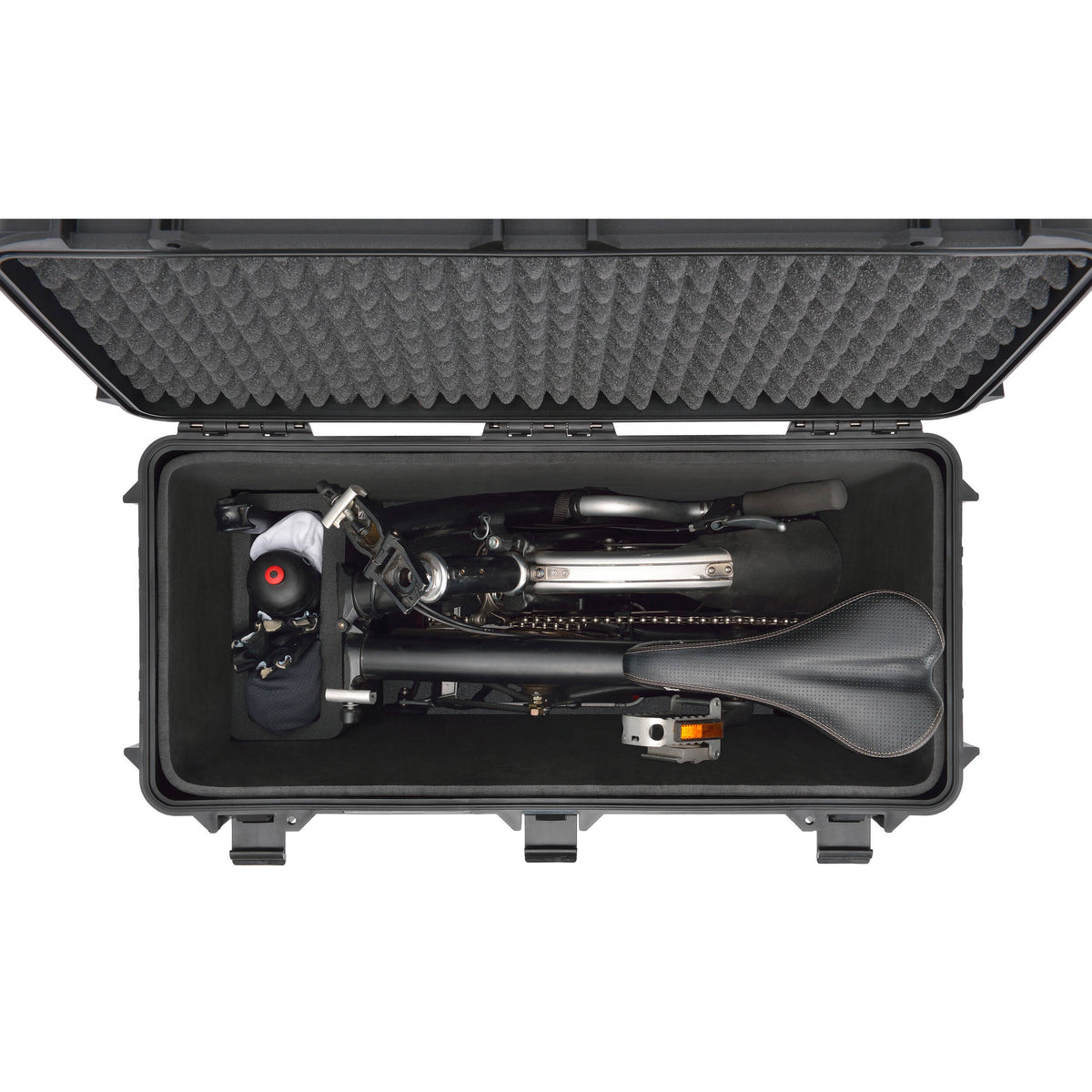 Estuche Rígido HPRC 4800 con ruedas con espuma para Brompton Folding Bike (Negro) - vista lateral
