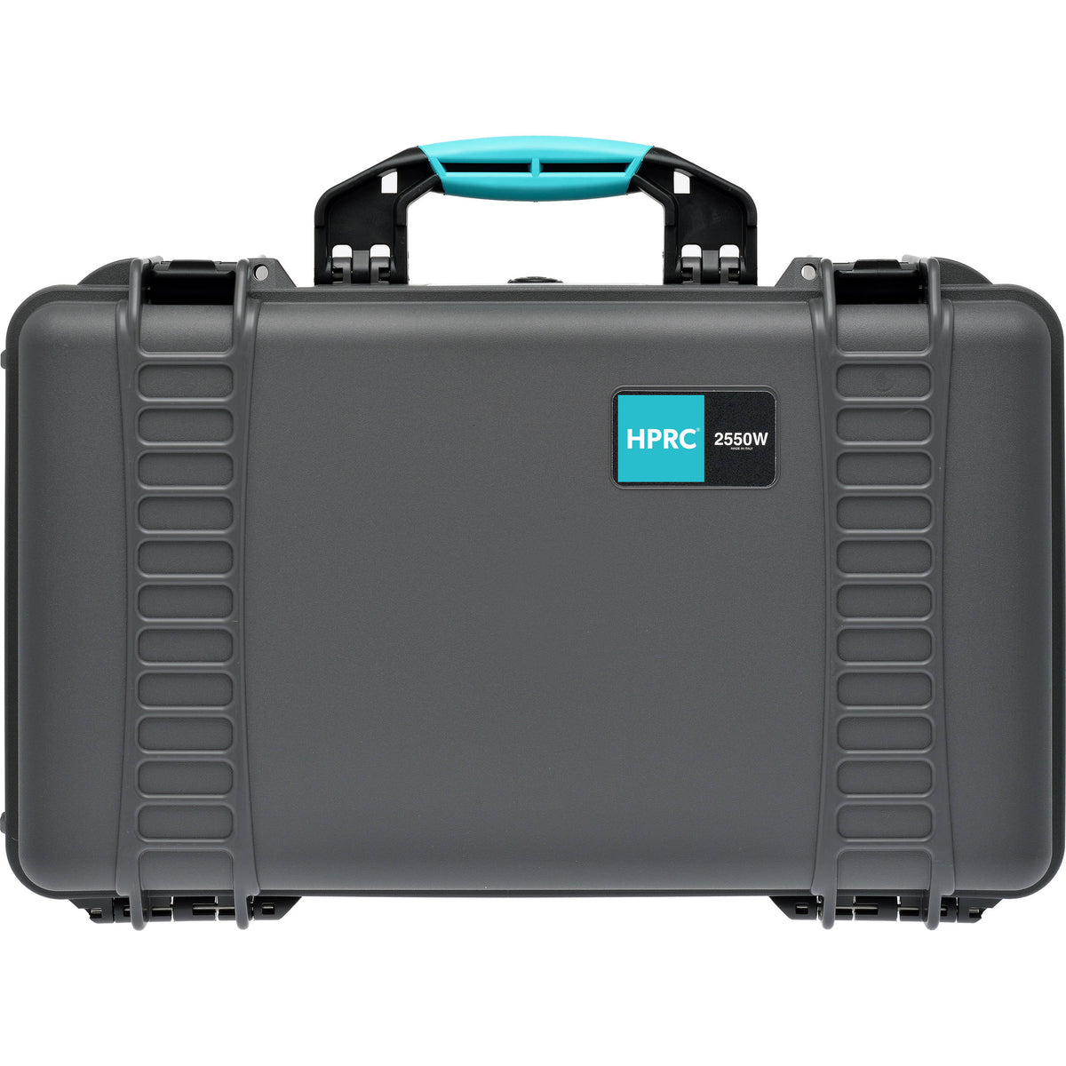Estuche Rígido HPRC con ruedas con Second Skin (Gris con Azul Handle) - vista lateral