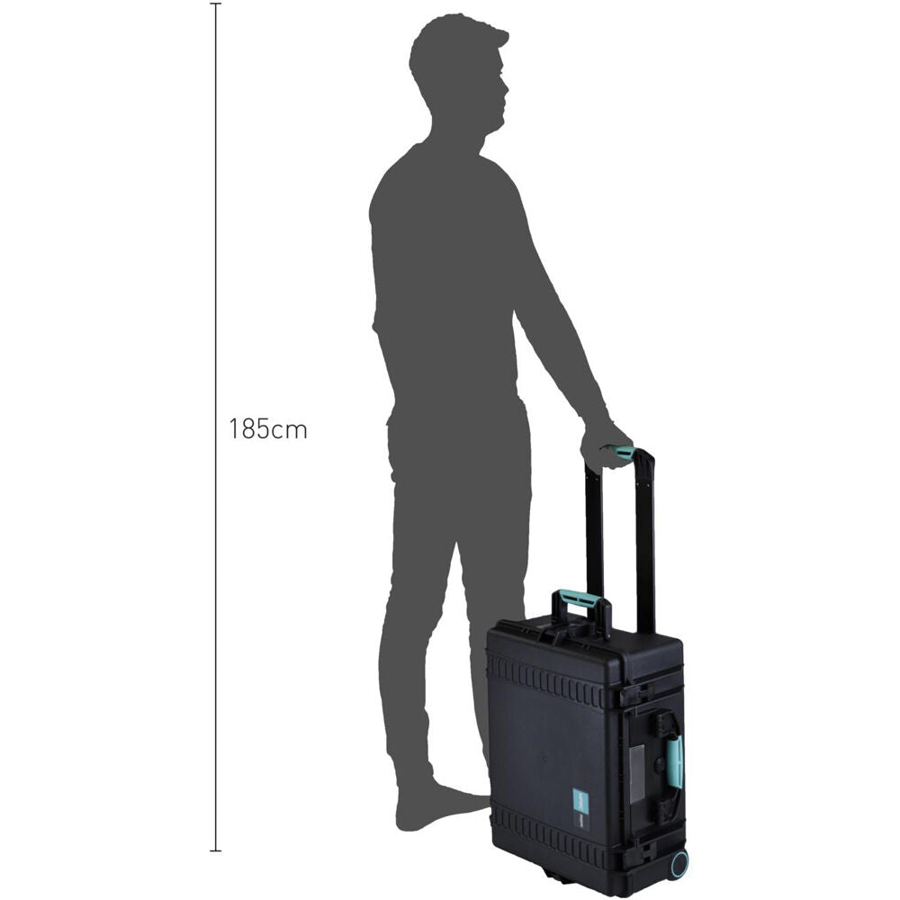 Estuche Rígido HPRC resistente al agua con Interior Nylon Bag y Built-In Wheels (Azul) - vista lateral