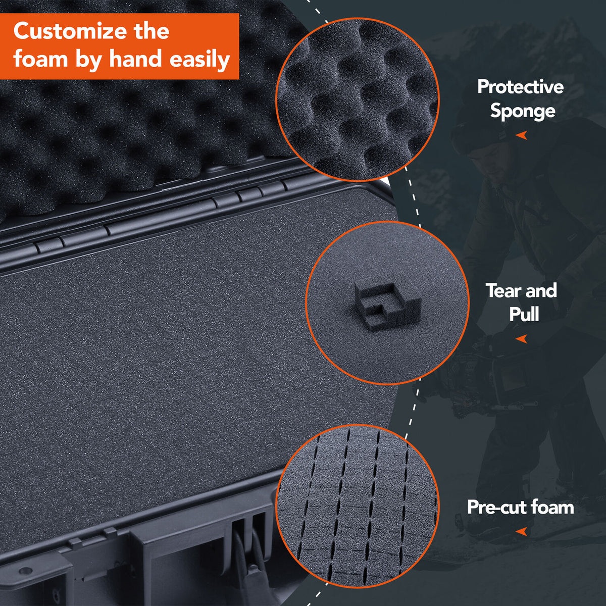 Estuche Rígido Lykus HC-3810 Waterproof con Interior espuma (13.8L) - vista trasera