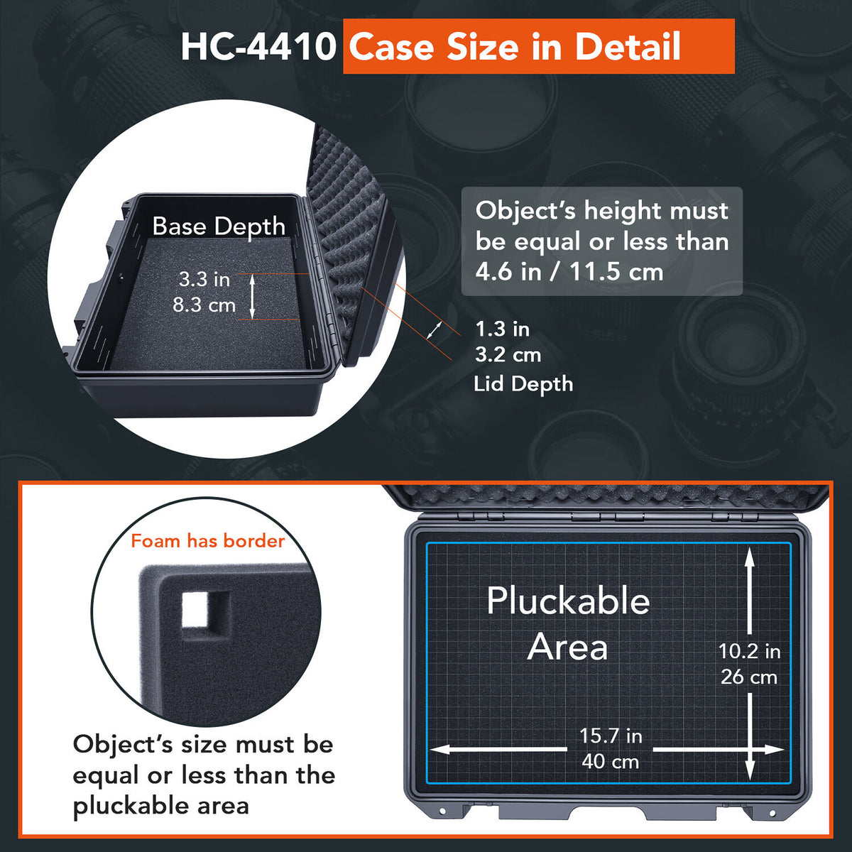 Estuche Rígido Lykus HC-4410 Waterproof con Interior espuma (14.7L) - vista frontal