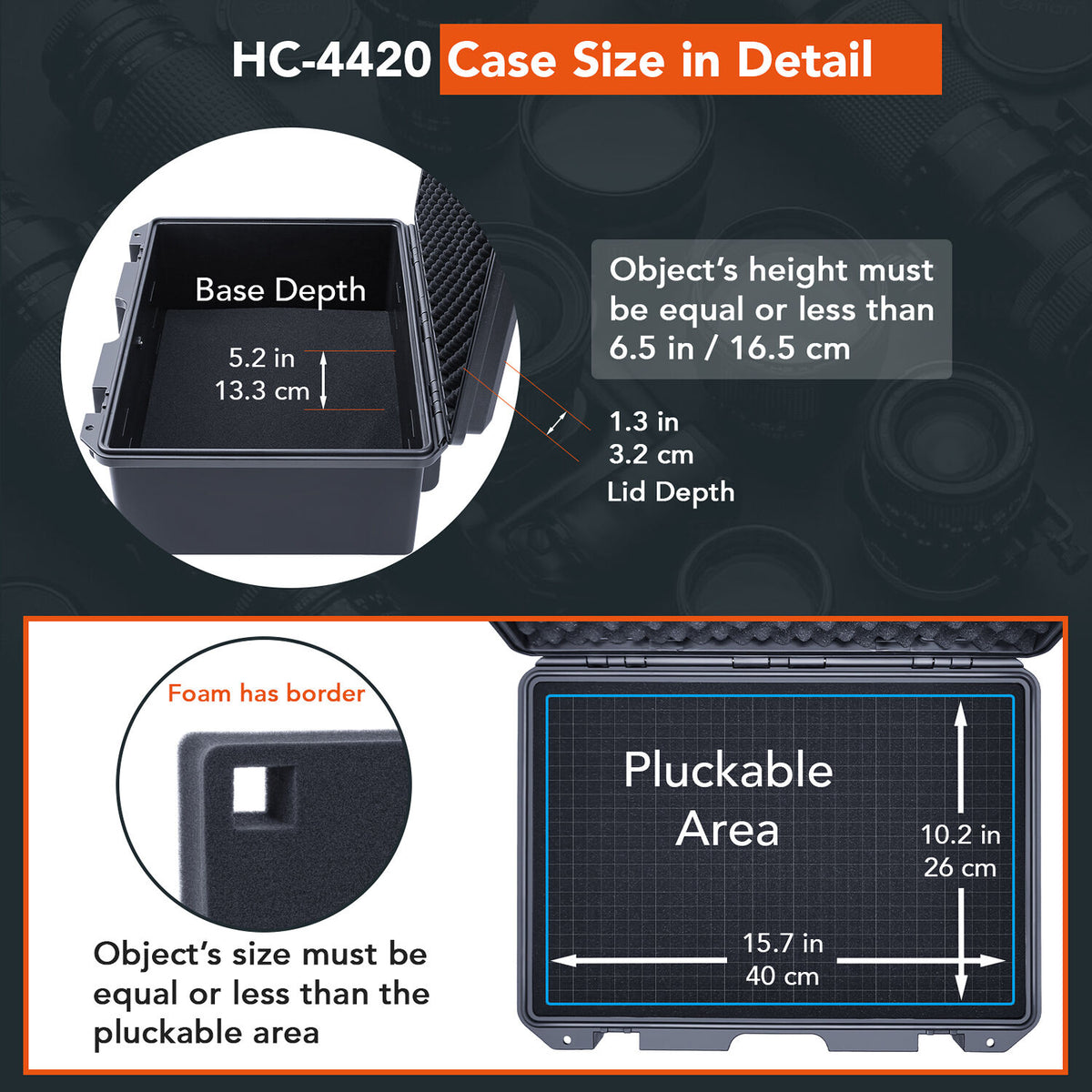 Estuche Rígido Lykus HC-4420 Waterproof con Interior espuma (21L) - vista lateral