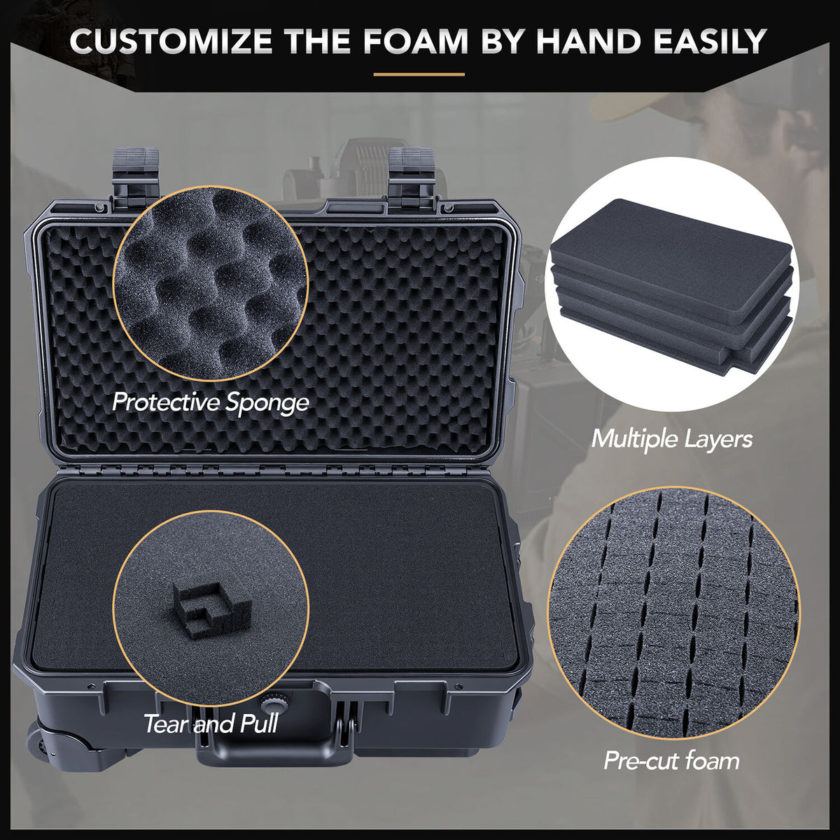 Estuche Rígido Lykus HC-5120 Waterproof con Interior espuma (26.7L) - vista frontal