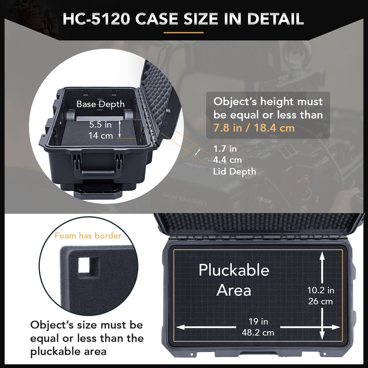 Estuche Rígido Lykus HC-5120 Waterproof con Interior espuma (26.7L) - vista trasera