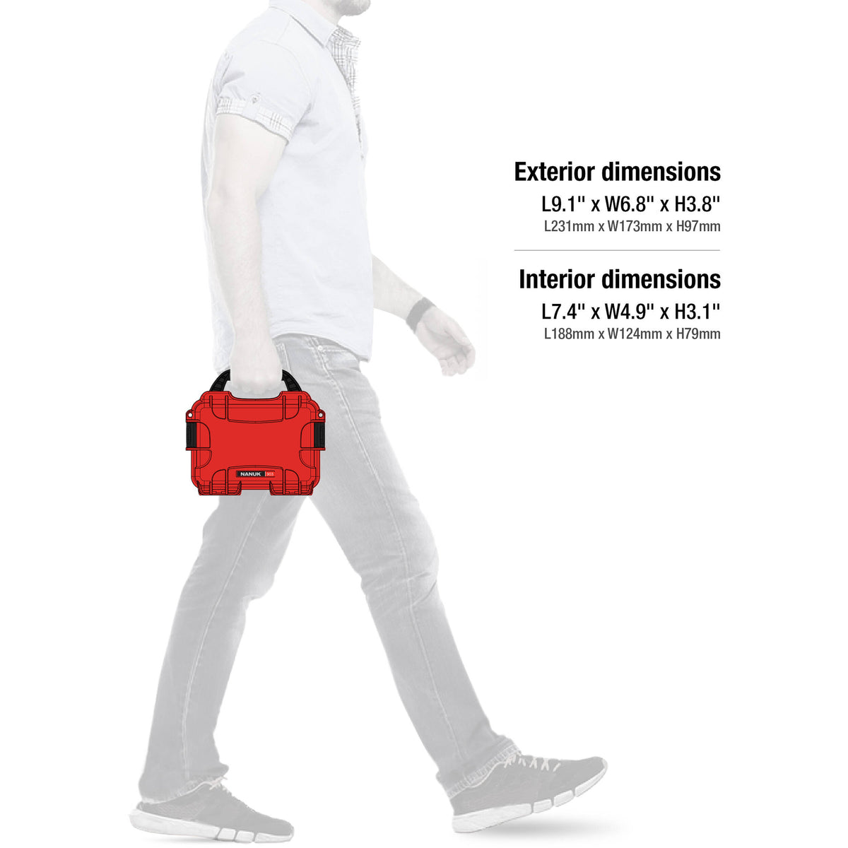 Estuche Rígido Nanuk 903 con espuma (Rojo) - contenido de la caja