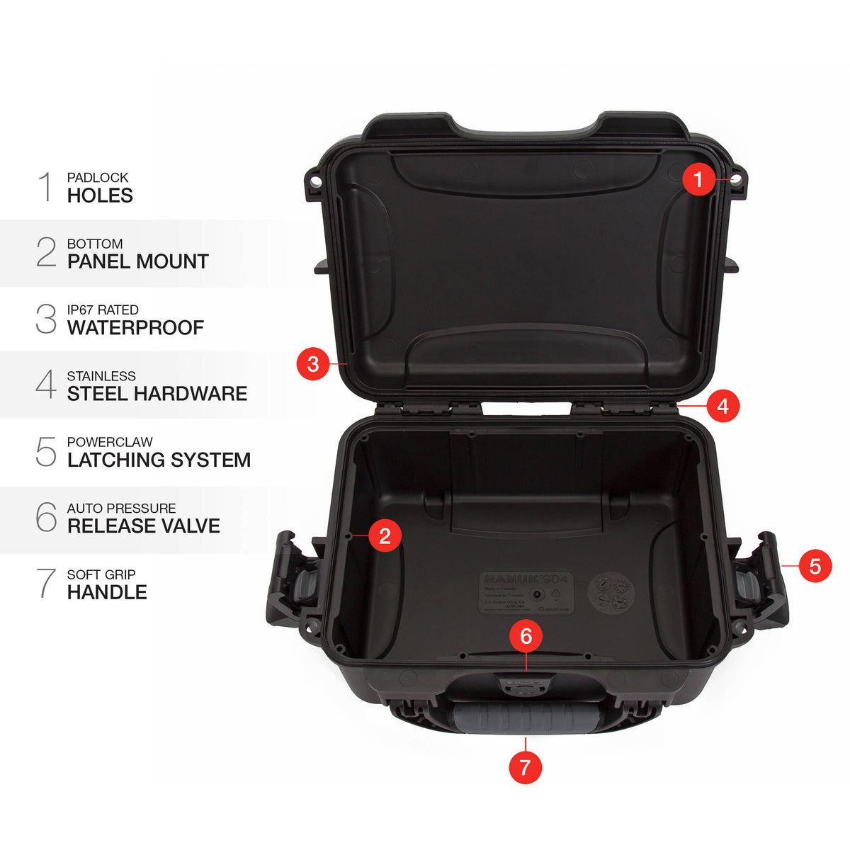 Estuche Rígido Nanuk 904 sin interior (Negro) - detalle