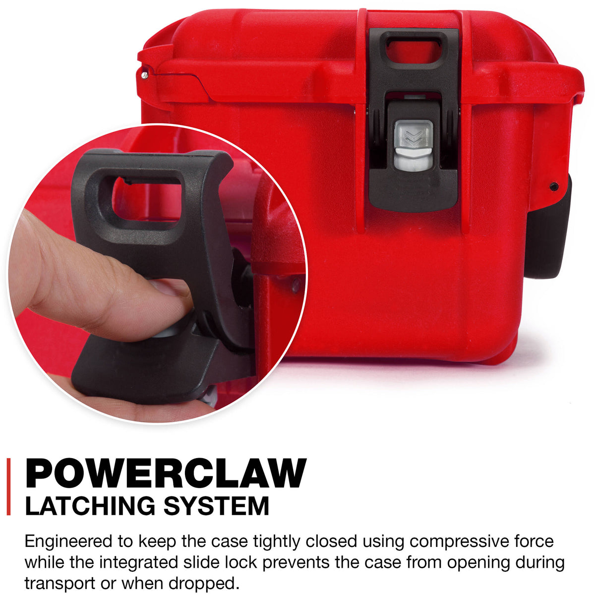 Estuche Rígido Nanuk 908 con espuma (Rojo, 8.8L) - vista lateral