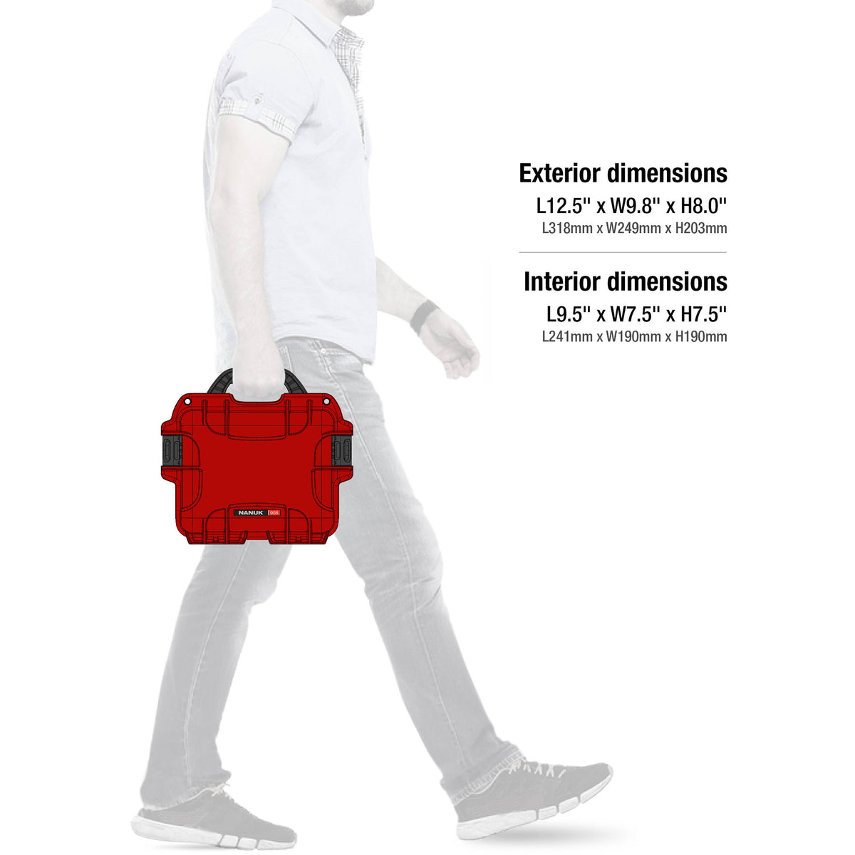 Estuche Rígido Nanuk 908 con espuma (Rojo, 8.8L) - contenido de la caja