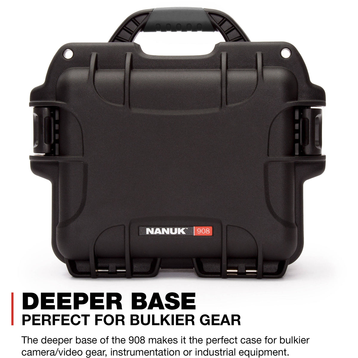 Estuche Rígido Nanuk 908 con inserto de espuma (Negro, 8.8L) - vista frontal