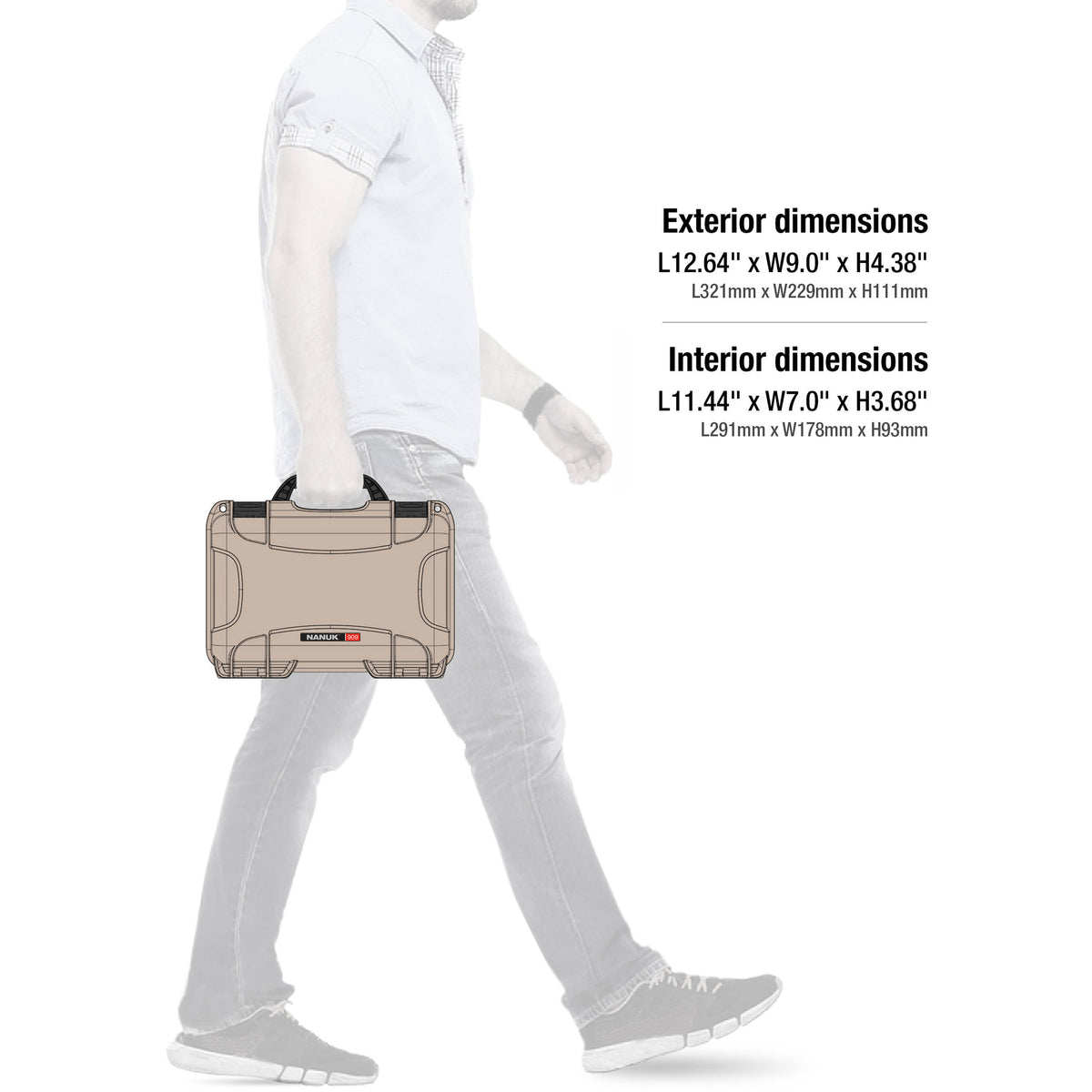 Estuche Rígido Nanuk 909 (Beige, 8.8L) - contenido de la caja