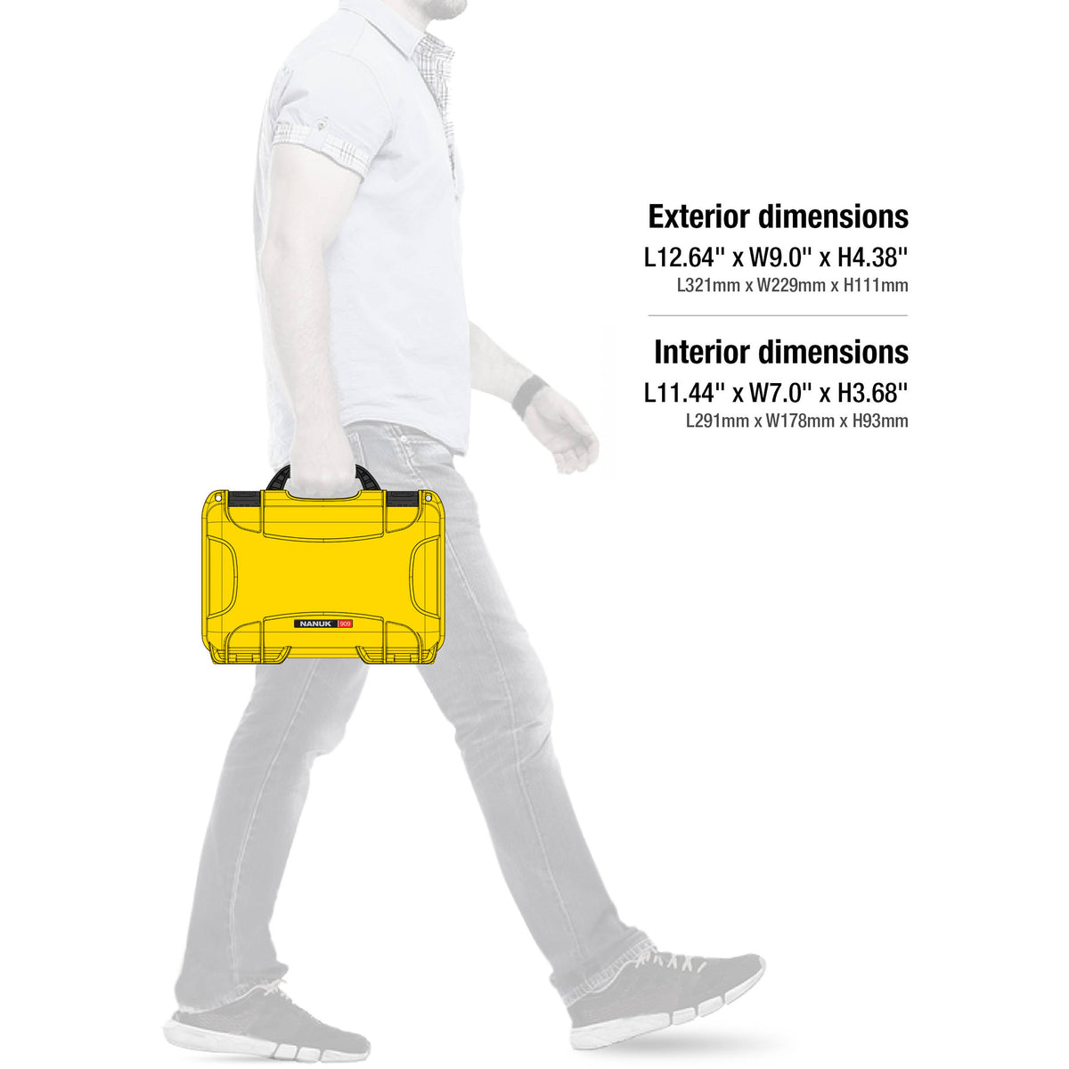 Estuche Rígido Nanuk 909 con espuma (Amarillo, 4.8L) - contenido de la caja