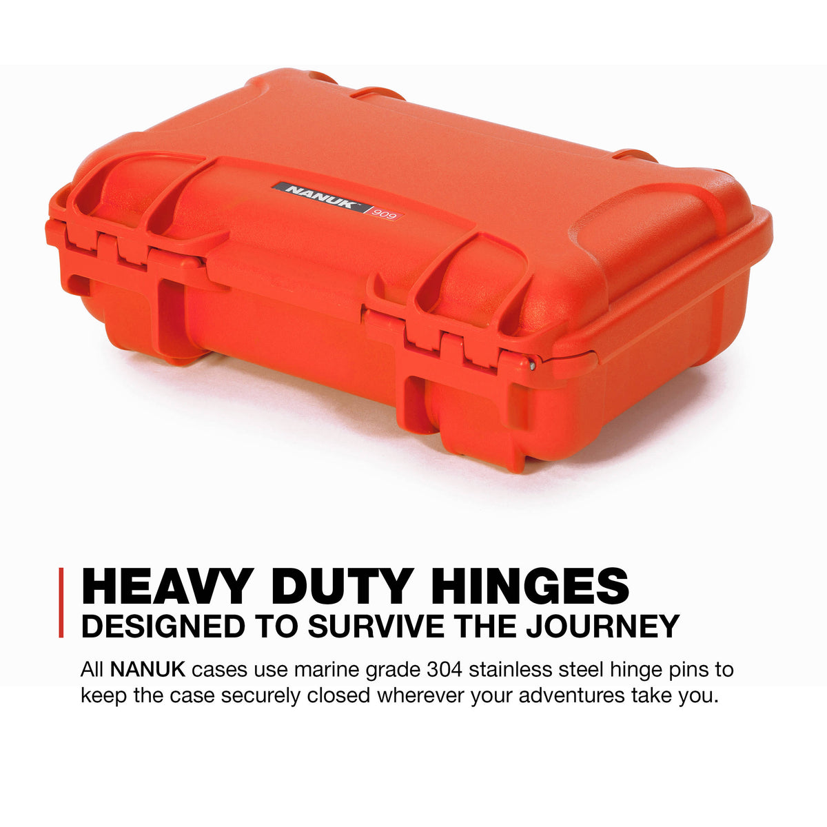 Estuche Rígido Nanuk 909 con espuma (Naranja, 4.8L) - puertos y conexiones
