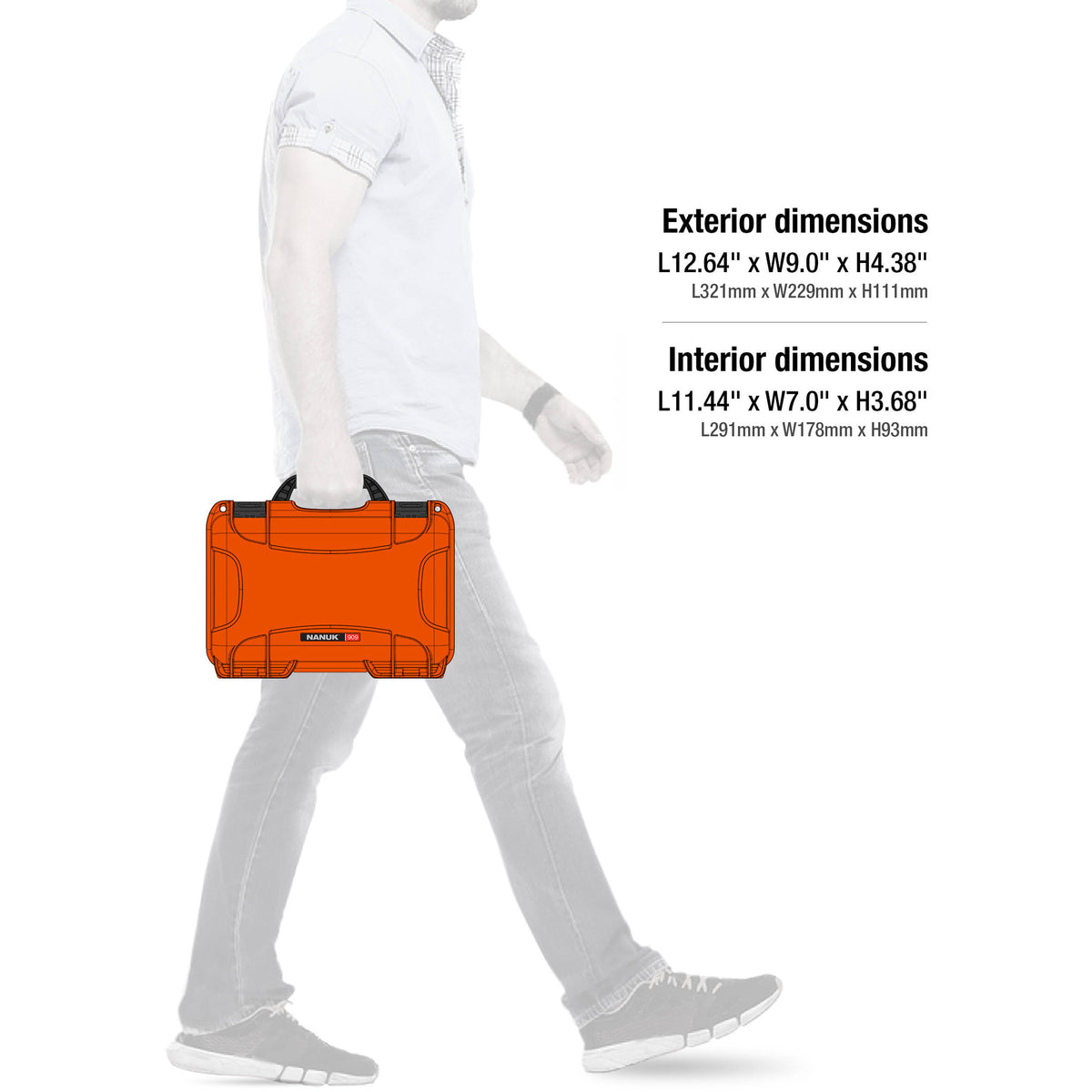 Estuche Rígido Nanuk 909 con espuma (Naranja, 4.8L) - contenido de la caja