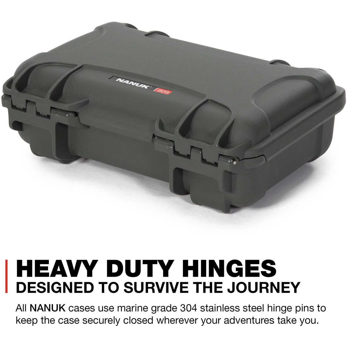 Estuche Rígido Nanuk 909 con espuma (Verde oliva, 4.8L) - puertos y conexiones