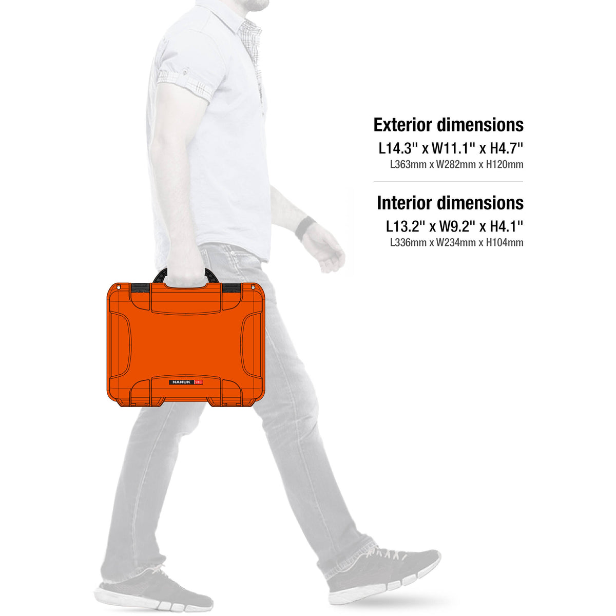 Estuche Rígido Nanuk 910 con espuma (Naranja) - contenido de la caja