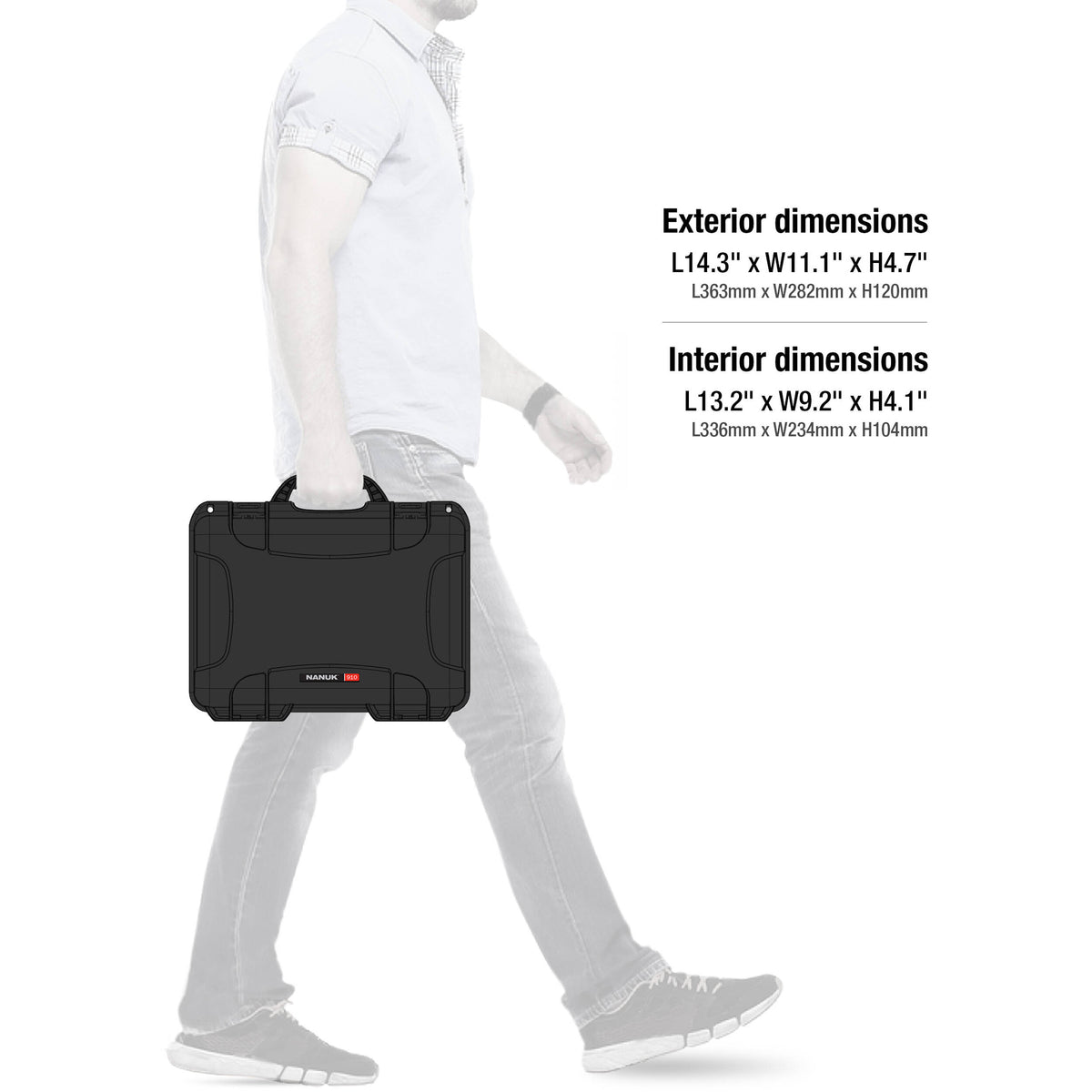 Estuche Rígido Nanuk 910 con espuma (Negro) - contenido de la caja