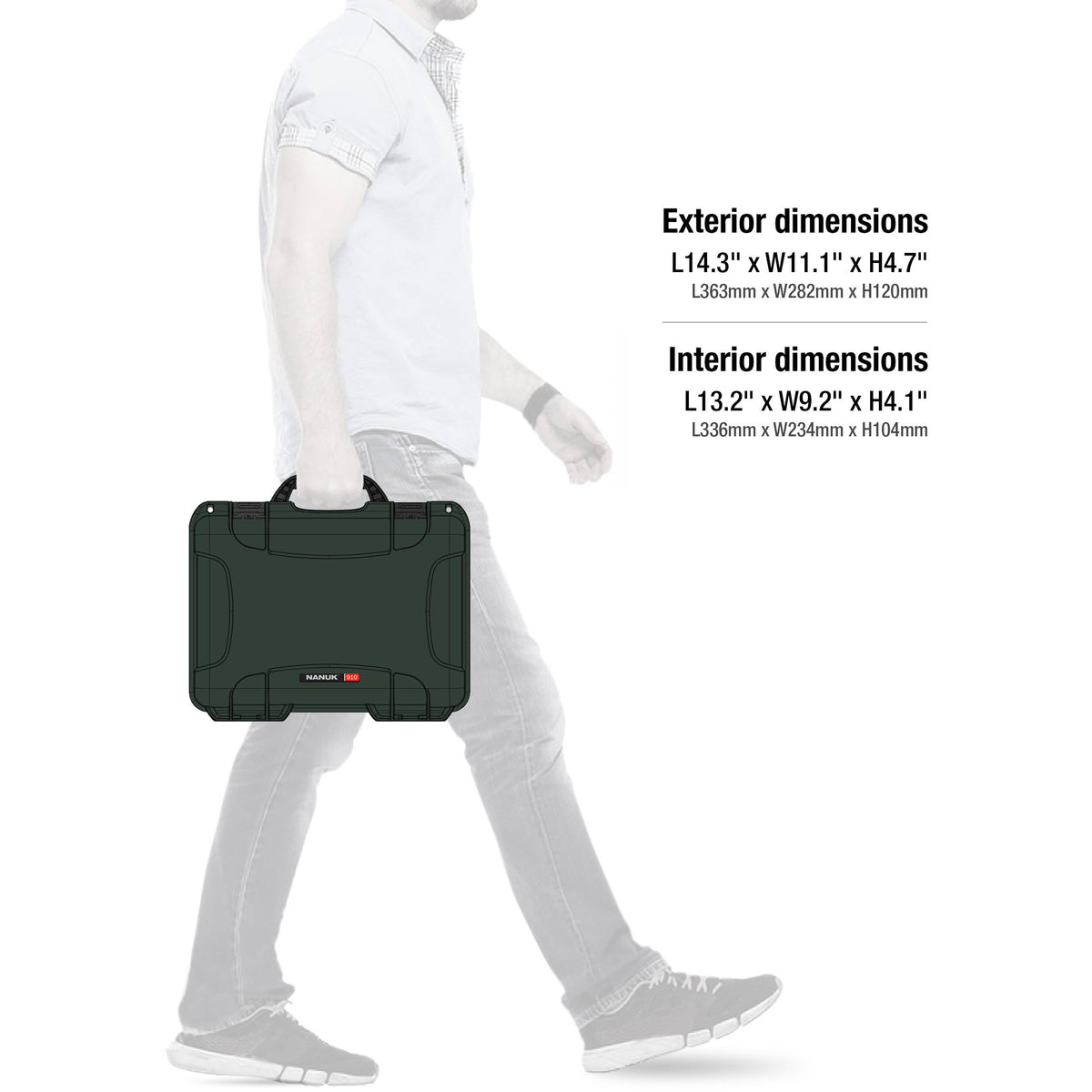 Estuche Rígido Nanuk 910 con espuma (Verde oliva) - contenido de la caja