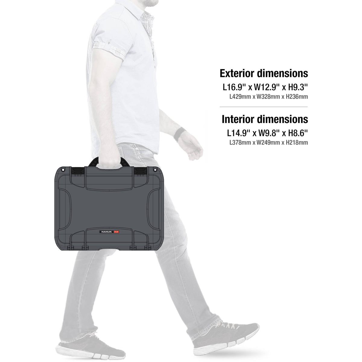 Estuche Rígido Nanuk 918 con espuma para Six Lenses (Graphite, 21L) - en uso
