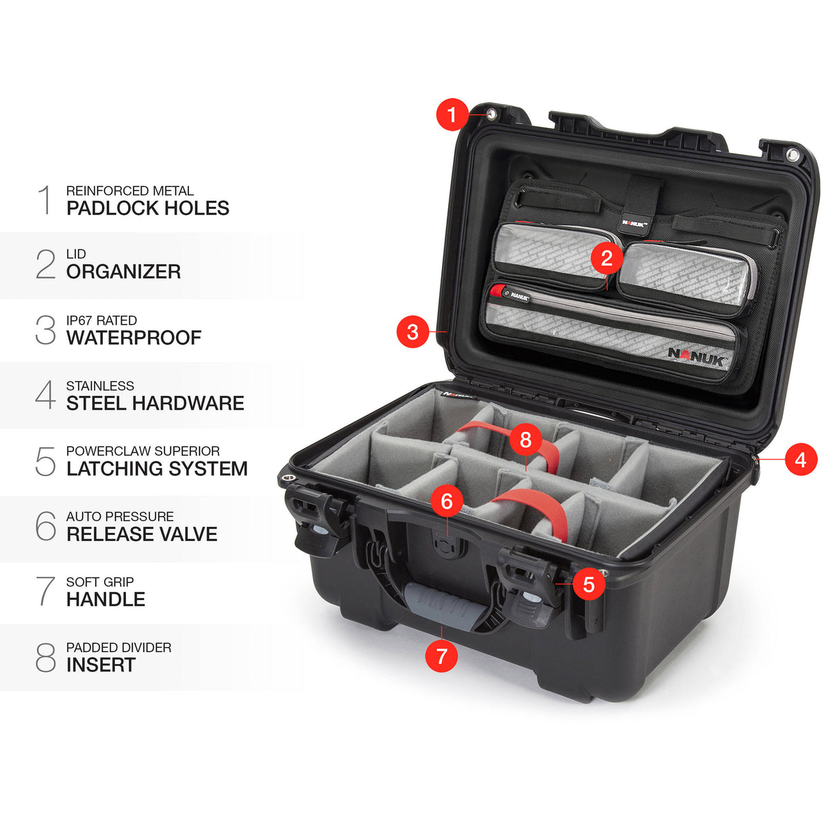 Estuche Rígido Nanuk 918 Pro Photo Kit (Negro, 21L) - detalle
