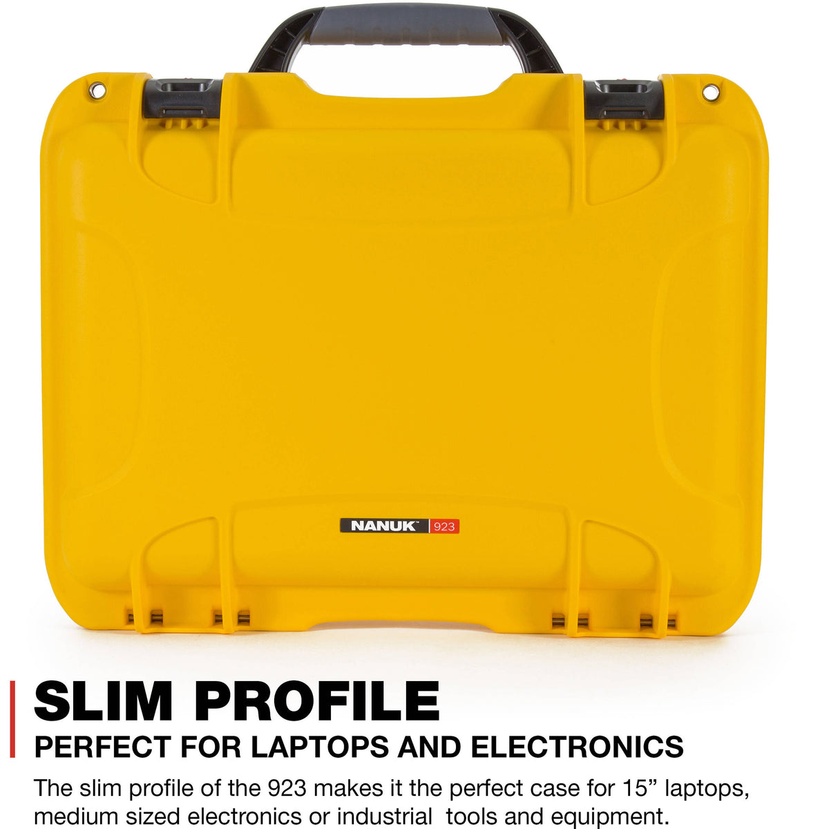 Estuche Rígido Nanuk 923 con divisores acolchados (Amarillo, 16.7L) - vista frontal