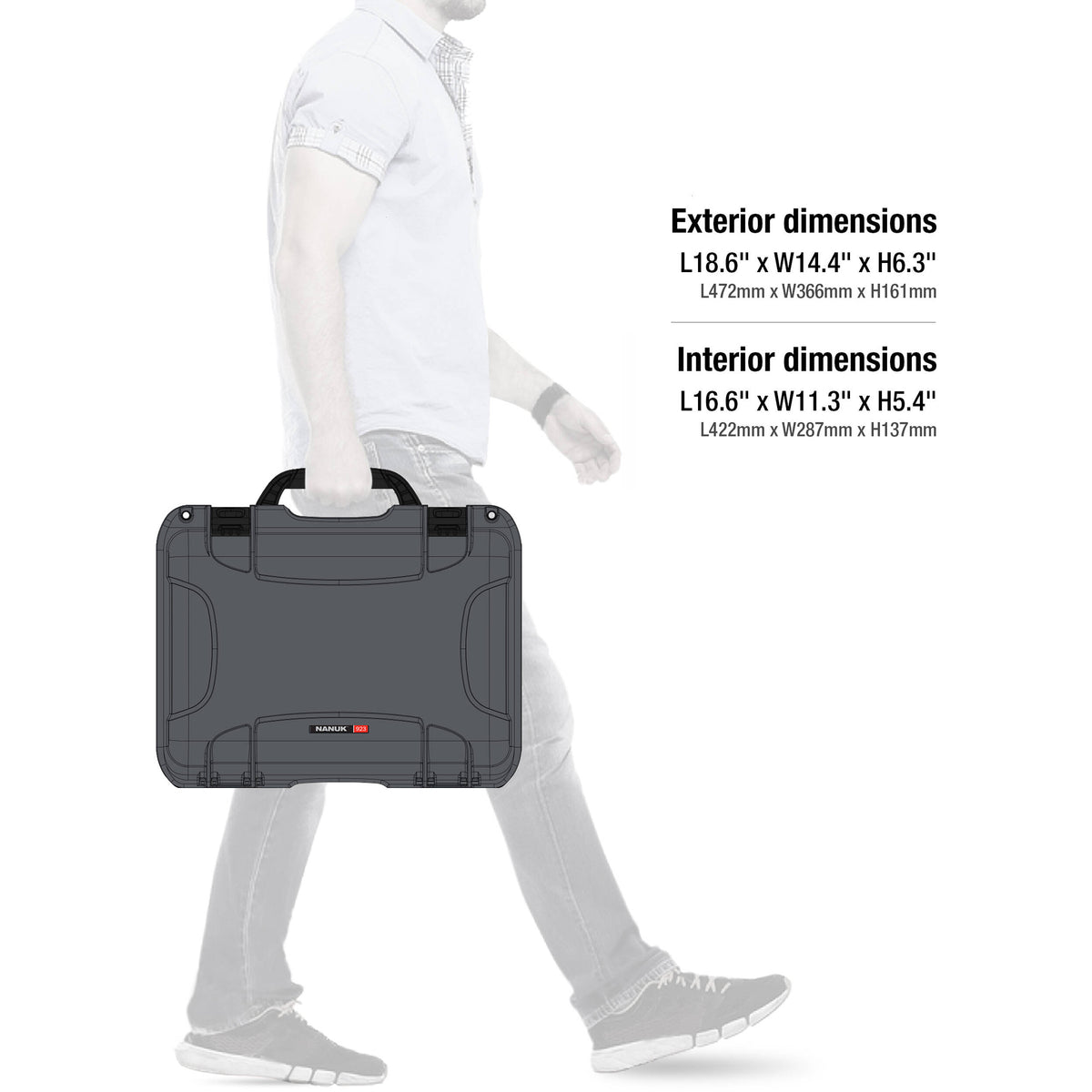 Estuche Rígido Nanuk 923 con espuma (Graphite, 16.7L) - contenido de la caja