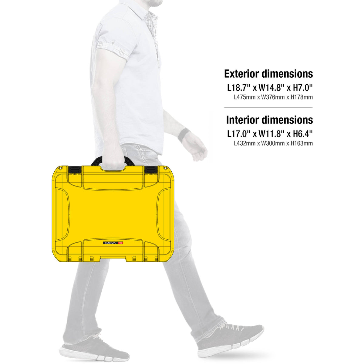 Estuche Rígido Nanuk 925 con espuma Interior (Amarillo, 21L) - contenido de la caja