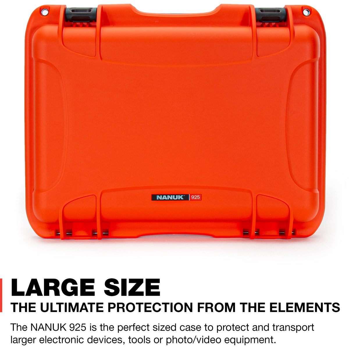 Estuche Rígido Nanuk 925 con espuma Interior (Naranja, 21L) - vista frontal