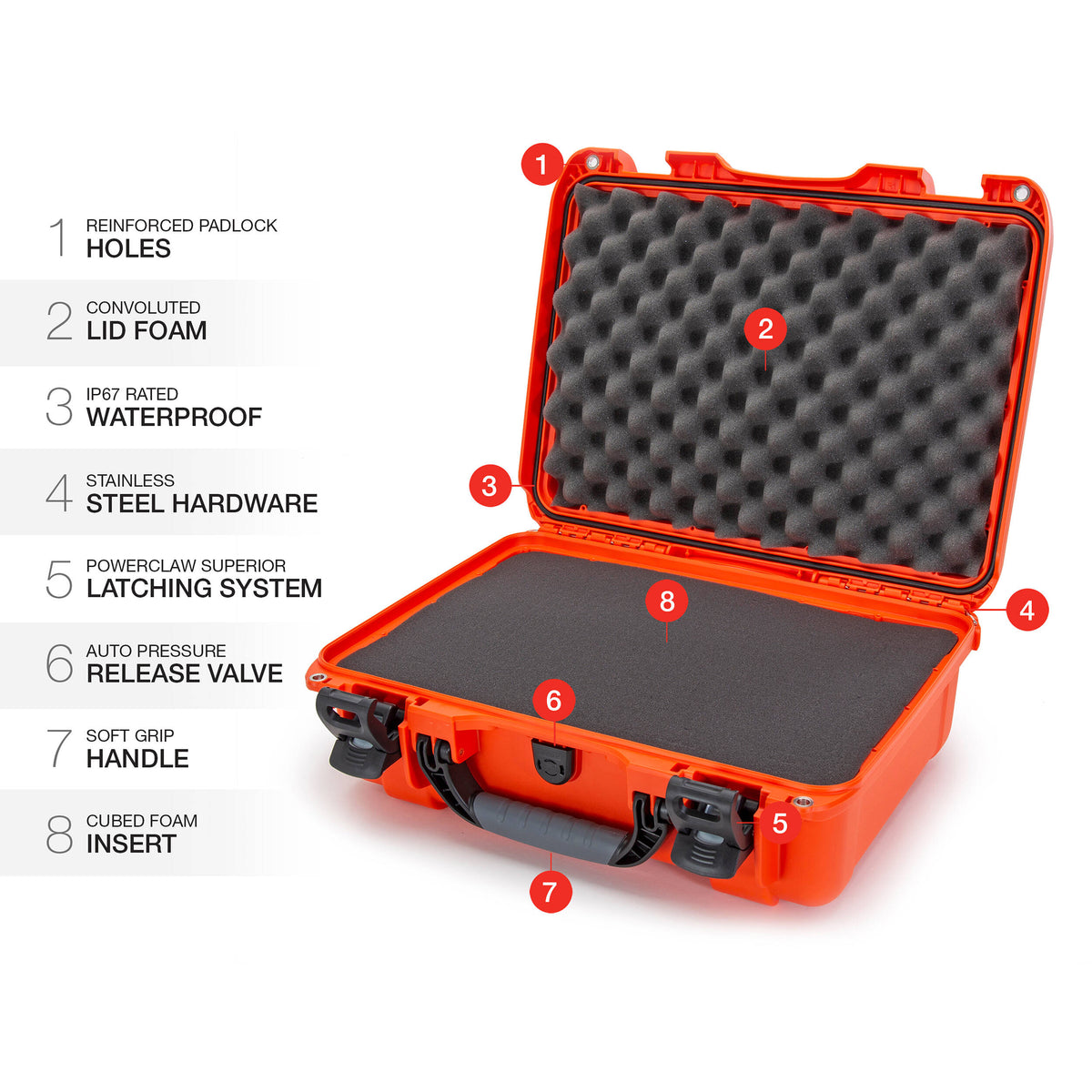 Estuche Rígido Nanuk 925 con espuma Interior (Naranja, 21L) - detalle