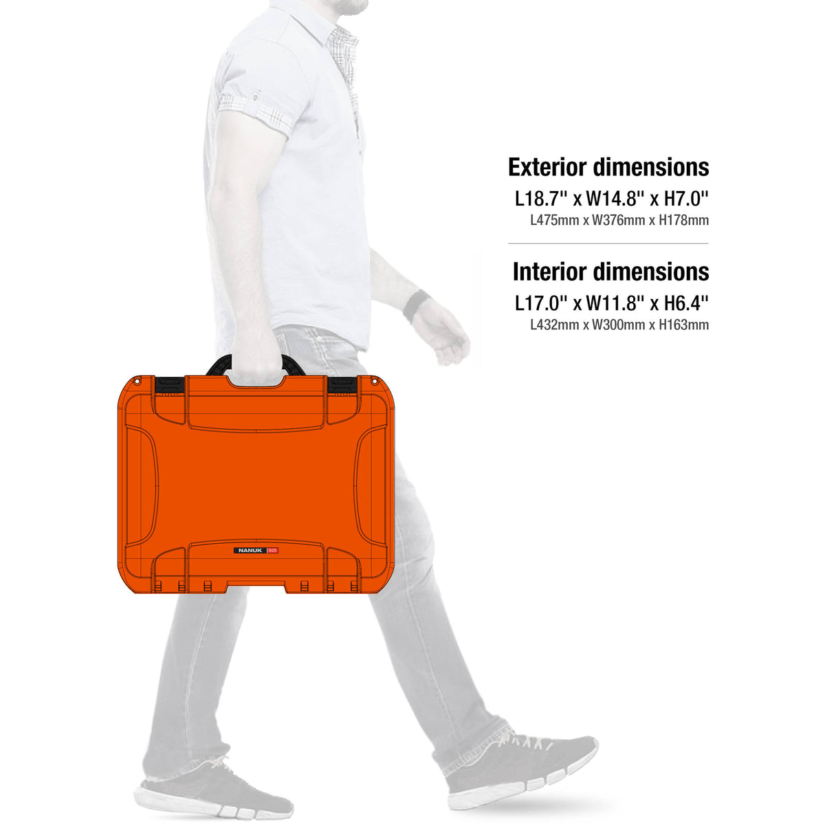 Estuche Rígido Nanuk 925 con espuma Interior (Naranja, 21L) - contenido de la caja
