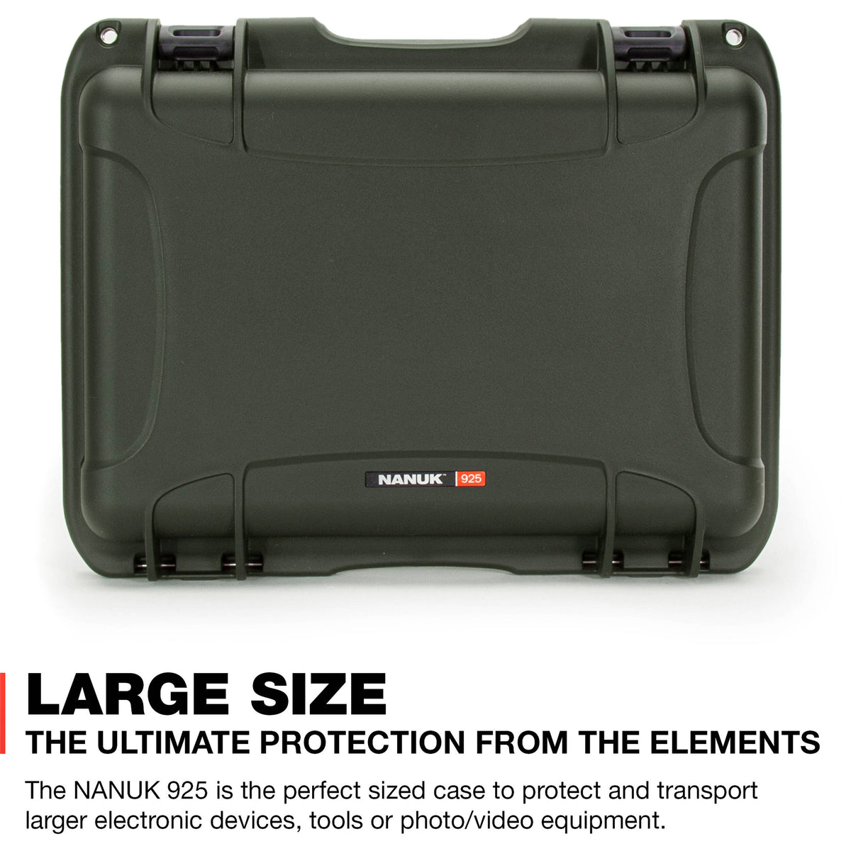 Estuche Rígido Nanuk 925 con espuma Interior (Verde oliva, 21L) - vista frontal