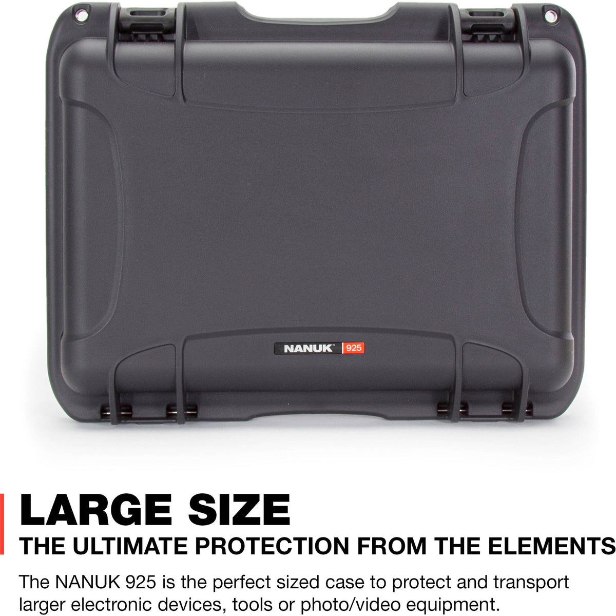 Estuche Rígido Nanuk 925 con Pro Photo Kit (Graphite Gris, 21L) - vista frontal