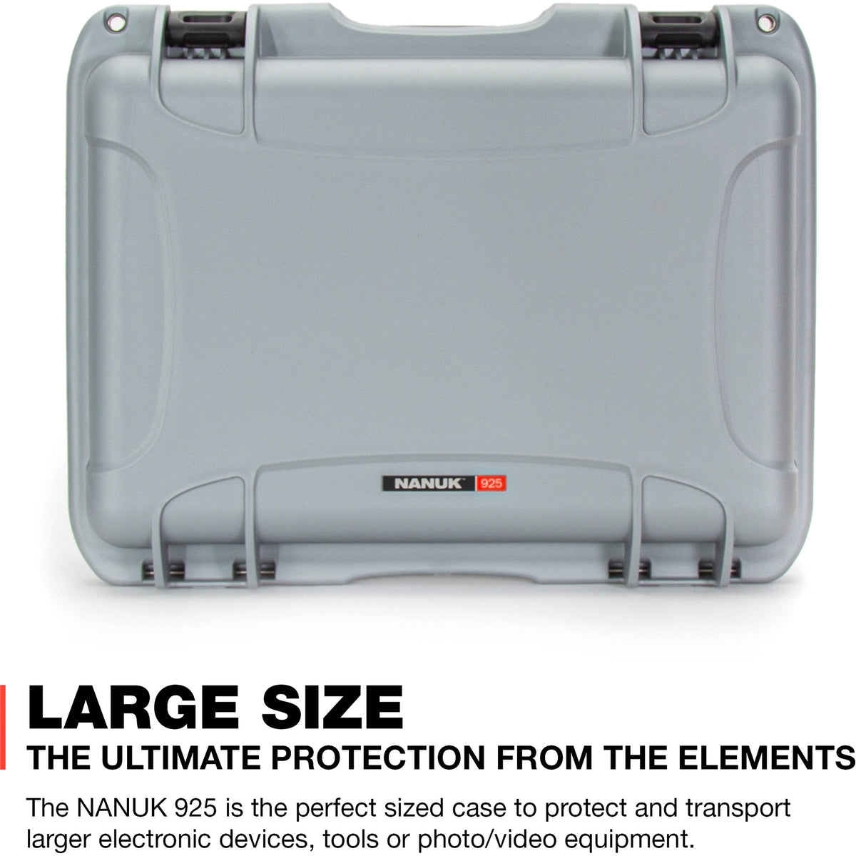 Estuche Rígido Nanuk 925 con Pro Photo Kit (Plateado, 21L) - vista frontal
