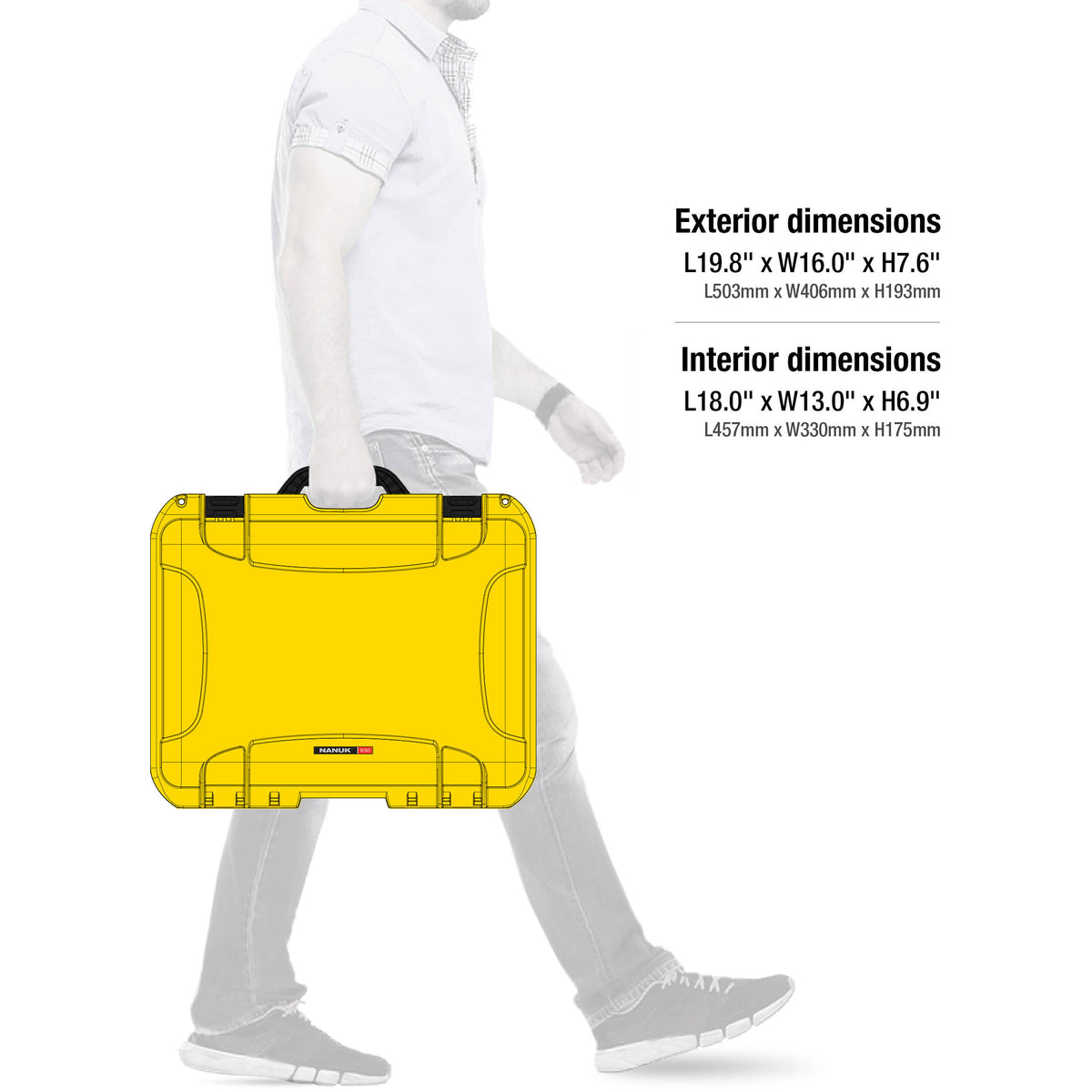 Estuche Rígido Nanuk 930 con espuma (Amarillo) - contenido de la caja