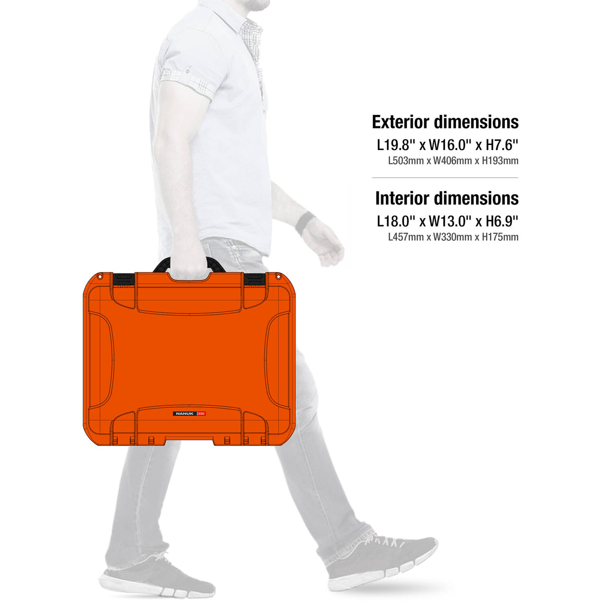 Estuche Rígido Nanuk 930 con espuma (Naranja) - contenido de la caja