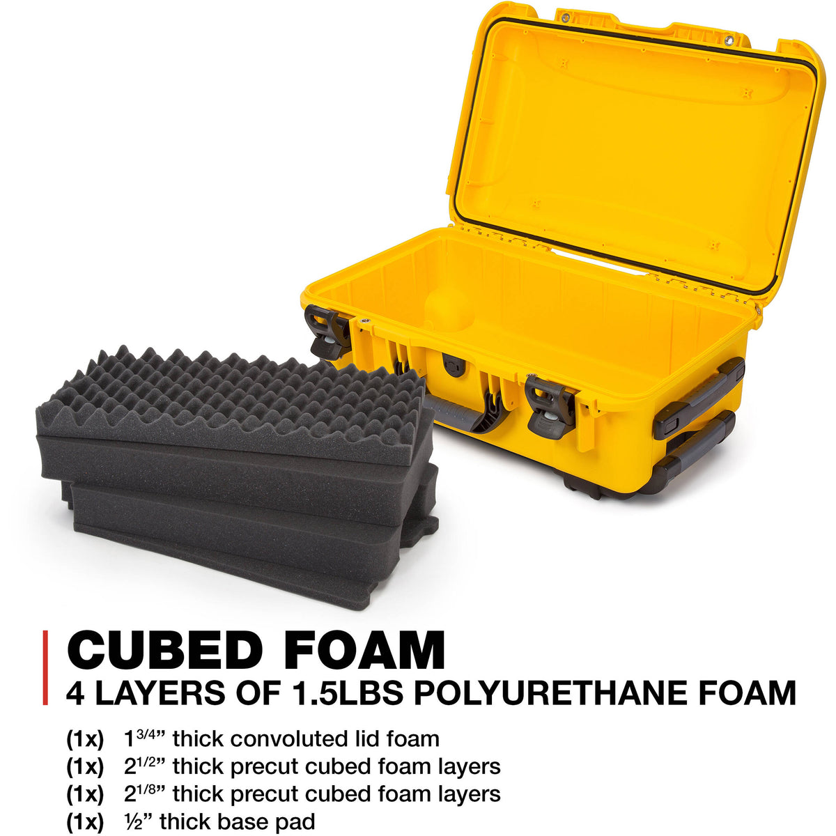 Estuche Rígido Nanuk 935 con ruedas con espuma (Amarillo, 28.5L) - detalle