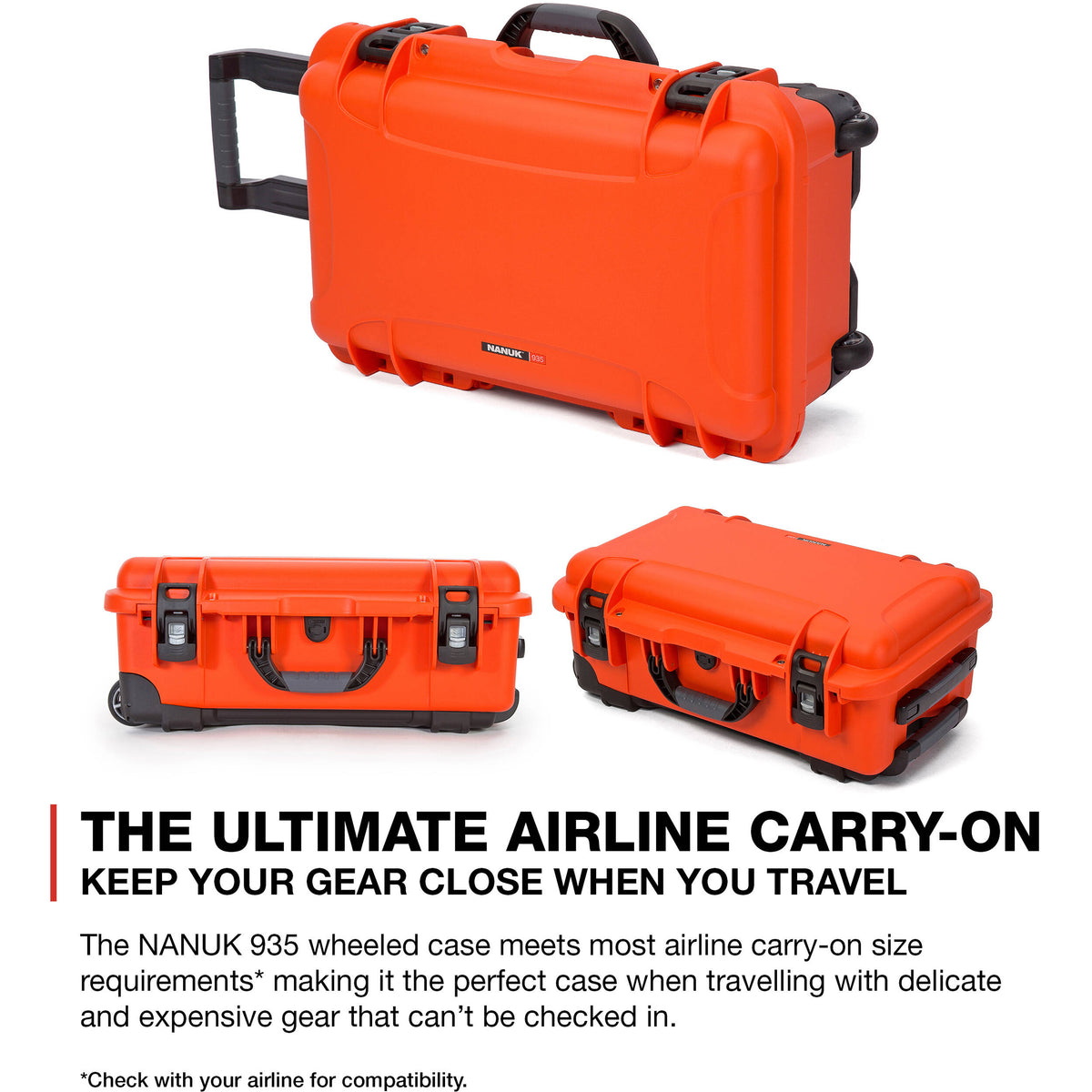 Estuche Rígido Nanuk 935 con ruedas (Naranja, 28.5L) (divisores acolchados) - en uso