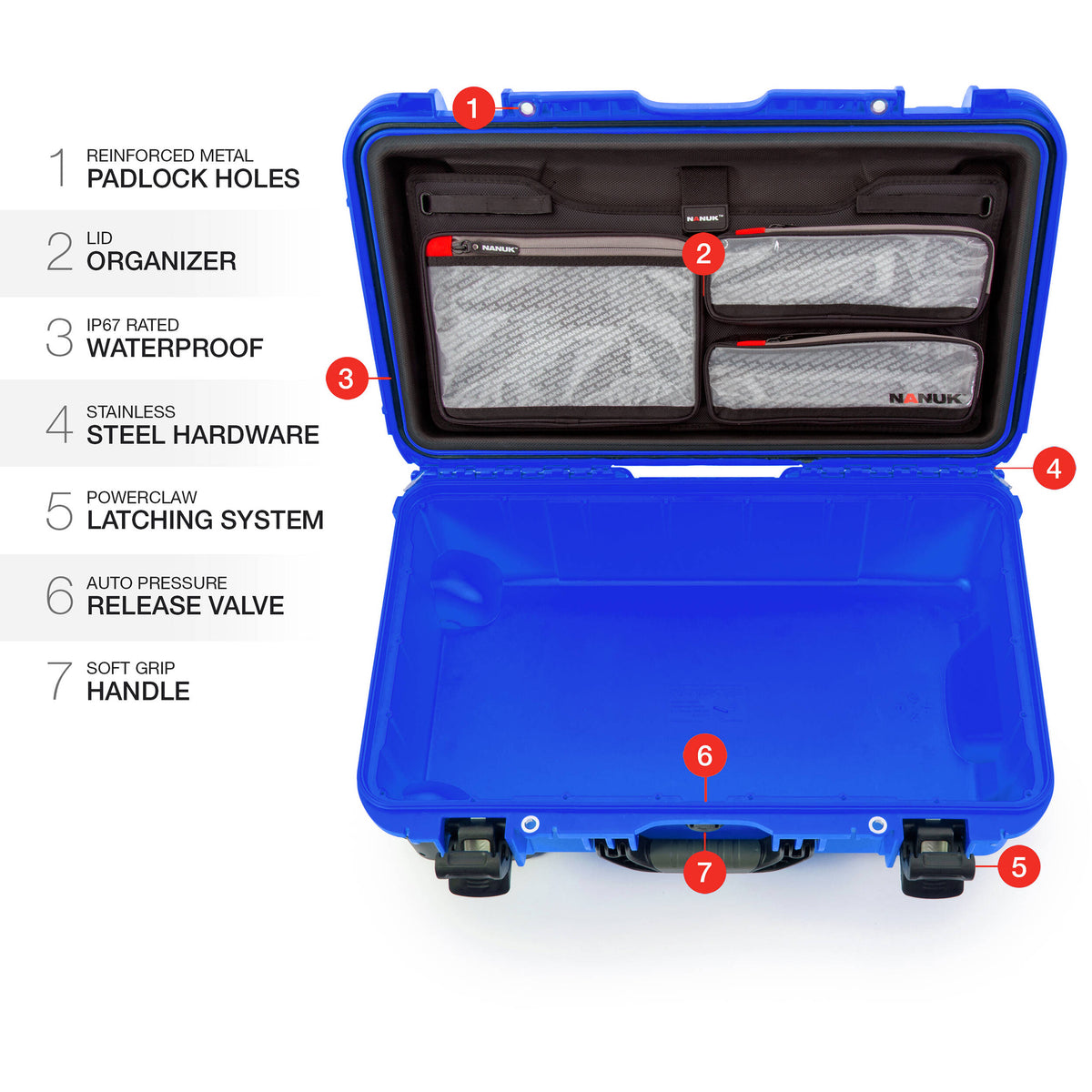 Estuche Rígido Nanuk 935 Pro Photo Kit (Azul, 28.5L) (935-6008) - puertos y conexiones