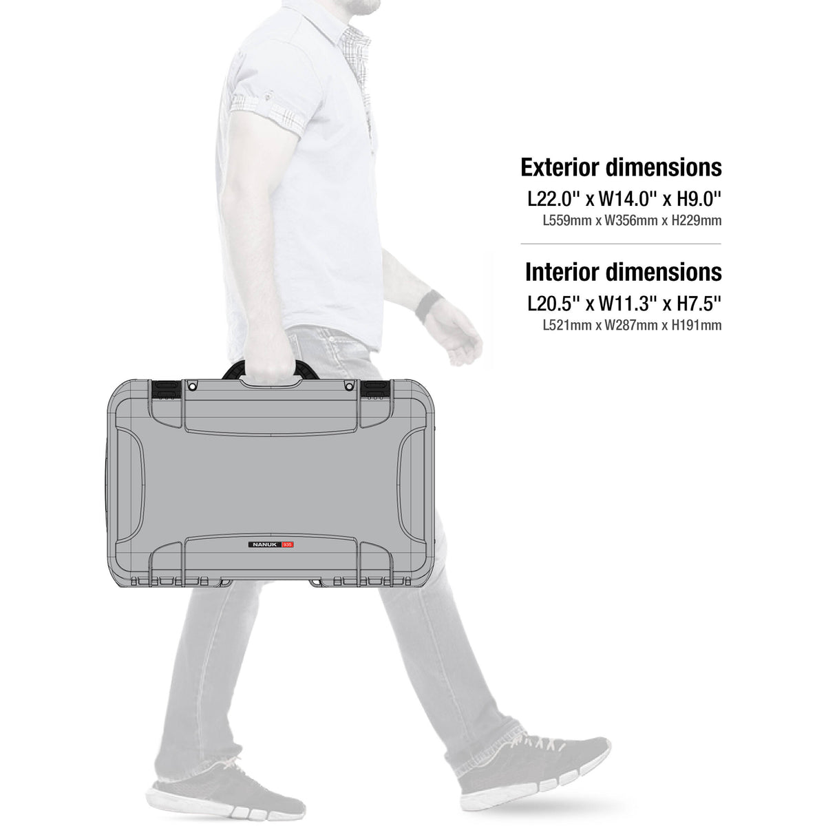 Estuche Rígido Nanuk 935 Pro Photo Kit (Plateado, 28.5L) - detalle