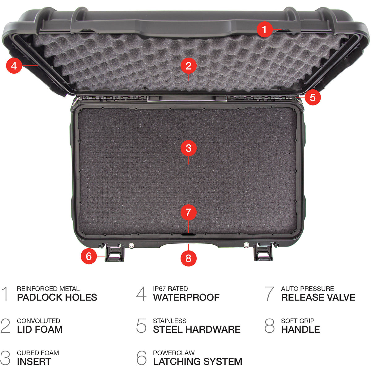 Estuche Rígido Nanuk 938 con ruedas con Interior espuma (Negro, 51.1L) - detalle