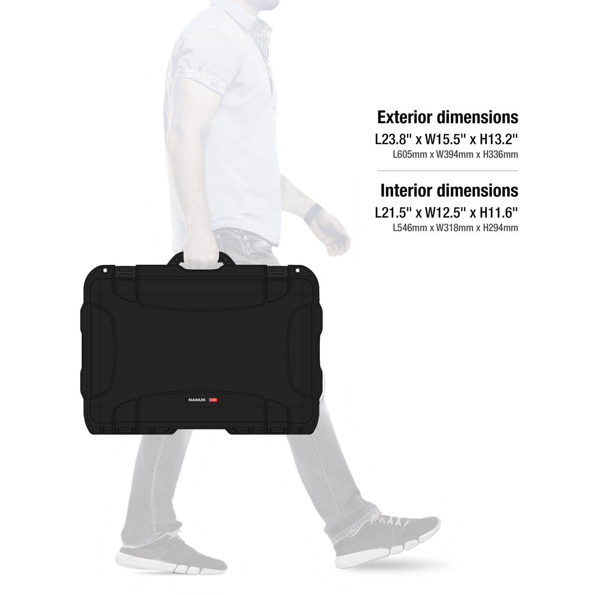 Estuche Rígido Nanuk 938 con ruedas con Interior espuma (Negro, 51.1L) - contenido de la caja