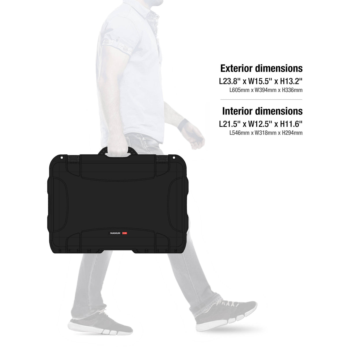 Estuche Rígido Nanuk 938 con ruedas (Negro, 51.1L) - contenido de la caja