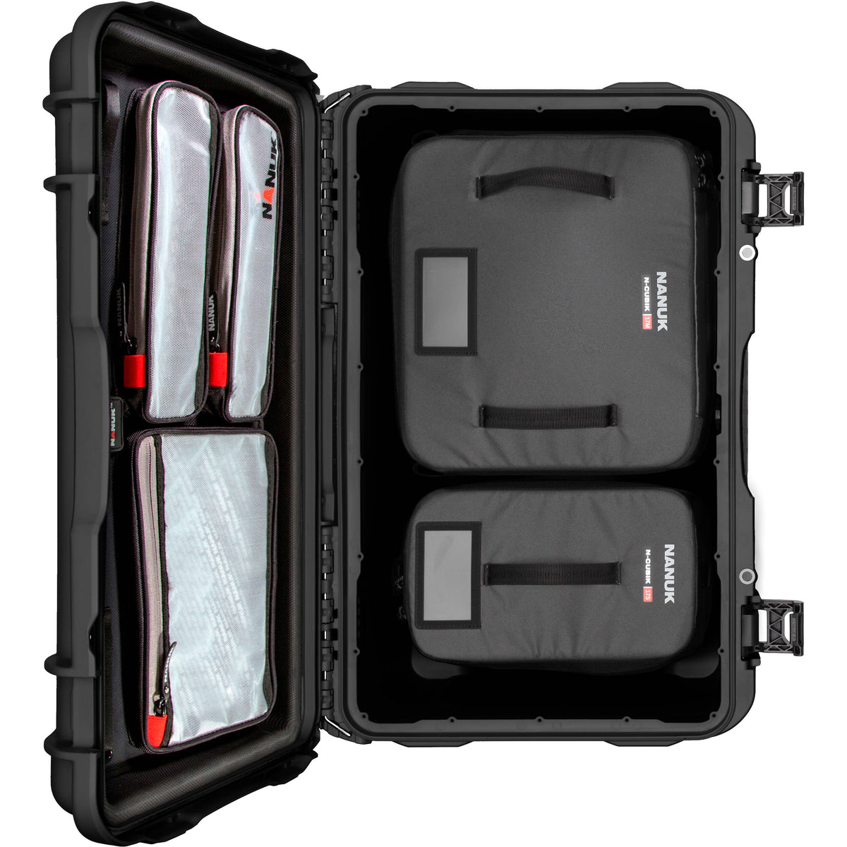 Estuche Rígido Nanuk 938 Pro Photo Kit con 8L y 16L N-Cubik inserto - puertos y conexiones
