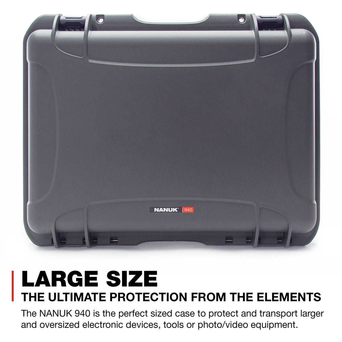 Estuche Rígido Nanuk 940 con divisores acolchados (Graphite, 36.7L) - vista frontal