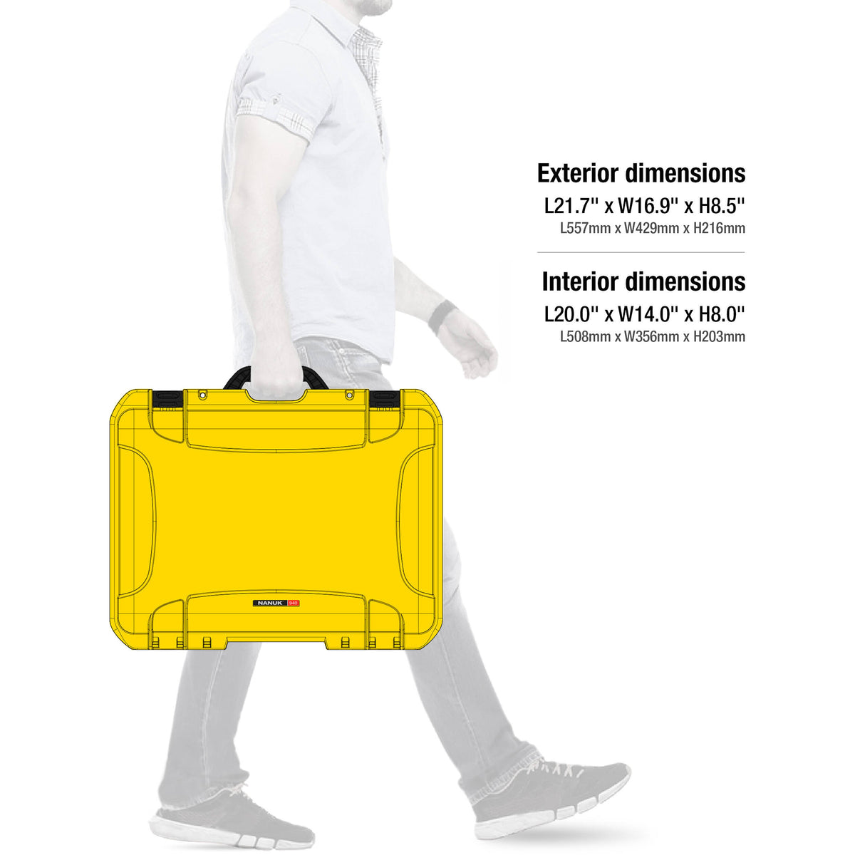 Estuche Rígido Nanuk 940 con espuma (Amarillo, 36.7L) - contenido de la caja